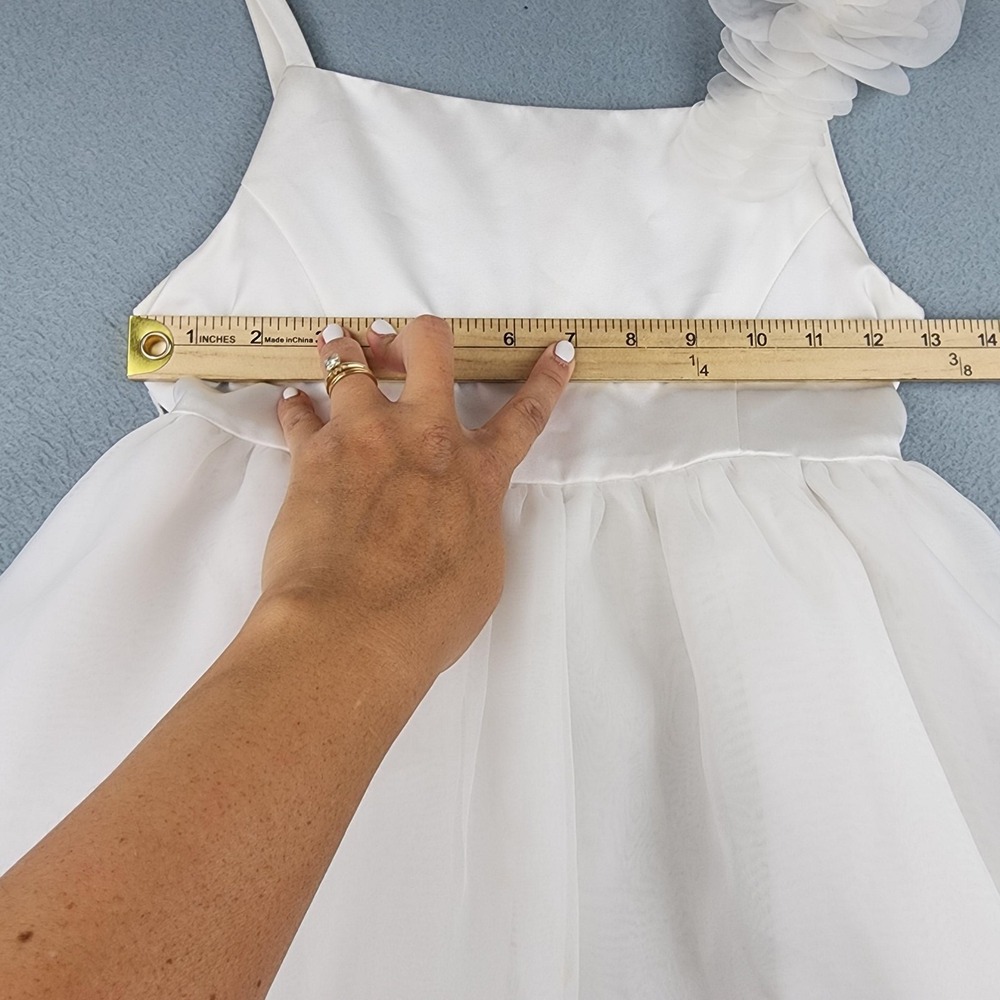 David's Bridal Flower Girl Dress Girls 10 White Ball Gown Layered Formal Wedding - Picture 5 of 9